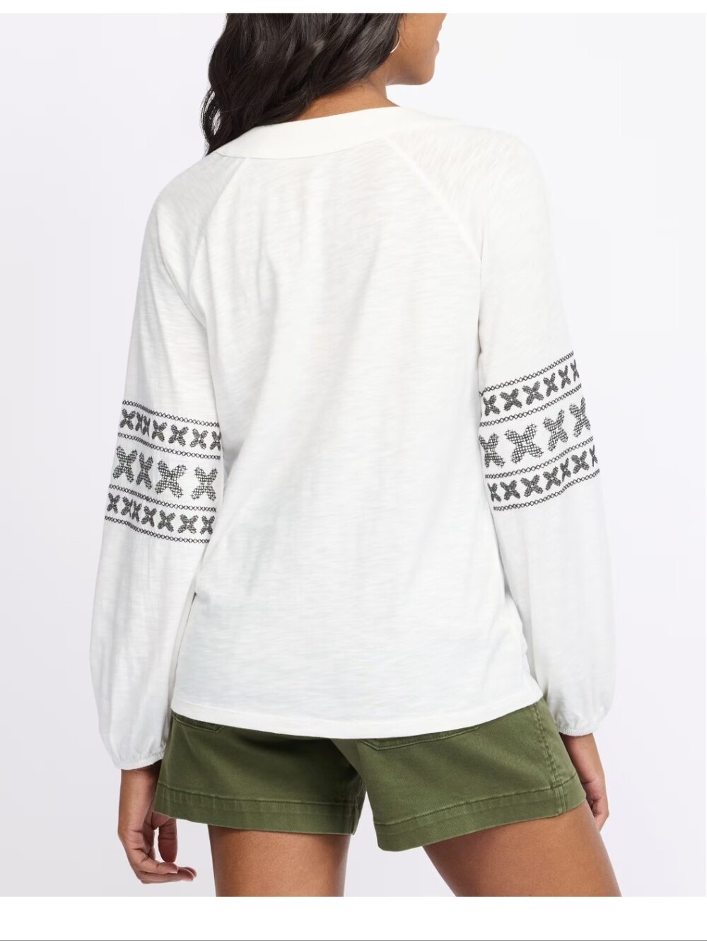 Nola Embroidered Slub Knit Boho Top - Picture 3 of 5